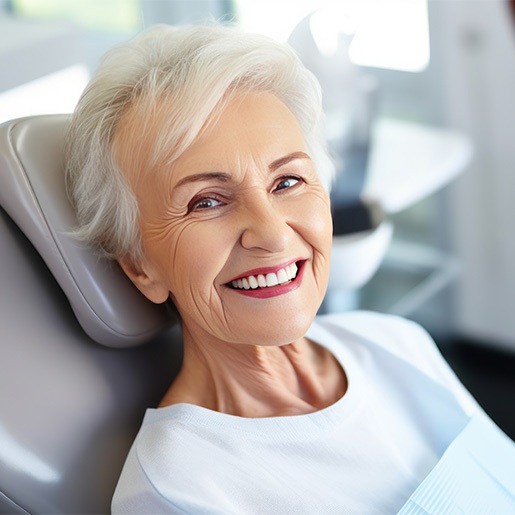 Happy, smiling senior dental patient